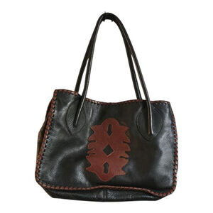 Carla Mancini Black Brown Leather Tote Bag One Size